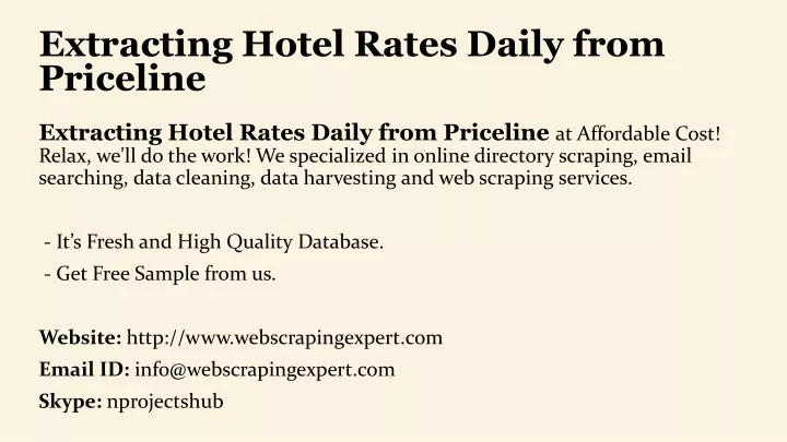 extracting hotel rates daily from priceline
