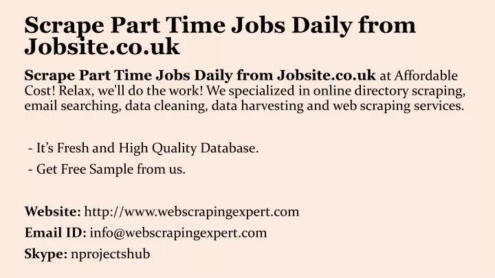 scrape part time jobs daily from jobsite co uk