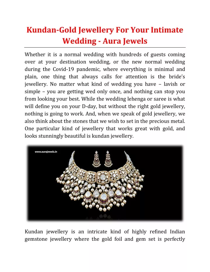 kundan gold jewellery for your intimate wedding