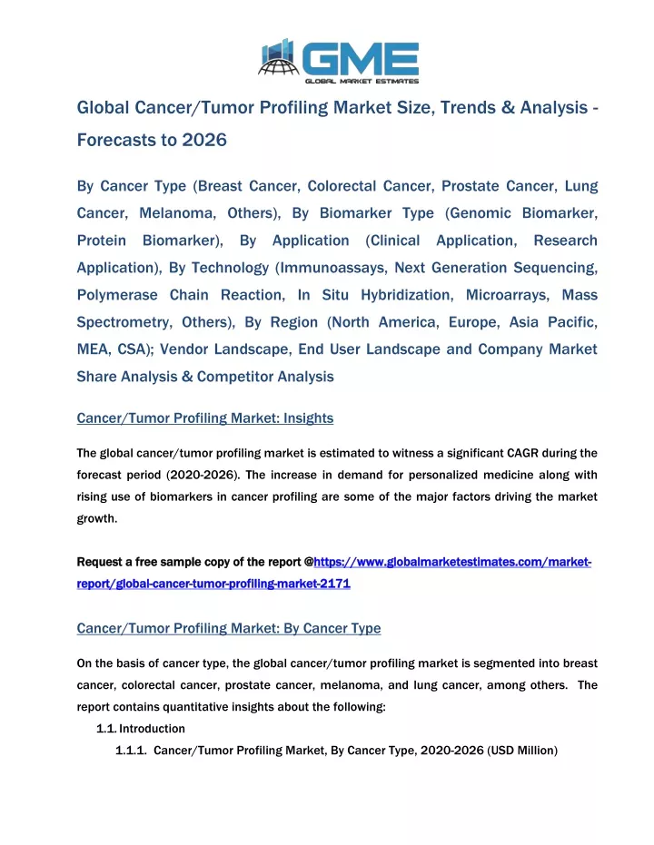 global cancer tumor profiling market size trends