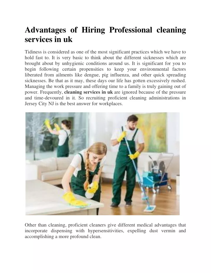 advantages of hiring professional cleaning