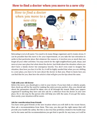 how to find a doctor when you move to a new city