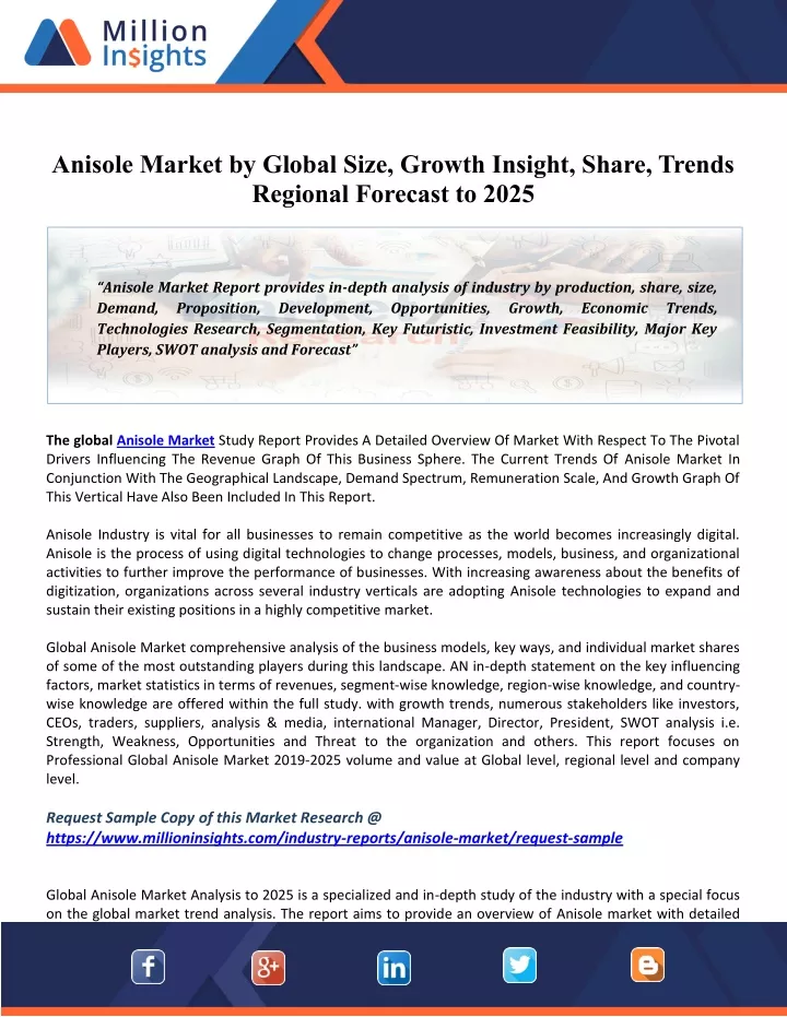 anisole market by global size growth insight