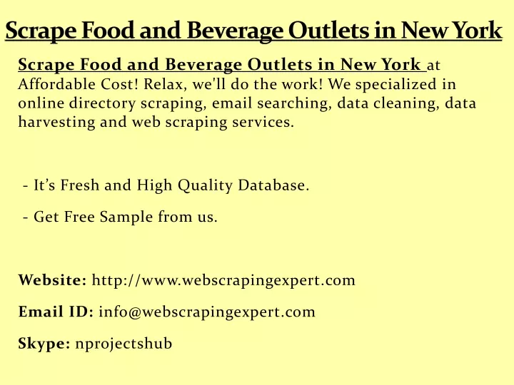 scrape food and beverage outlets in new york