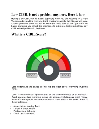 Know everything about Cibil Score Now