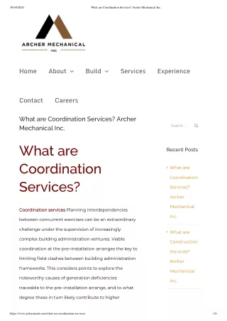 What are Coordination Services? Archer Mechanical Inc.