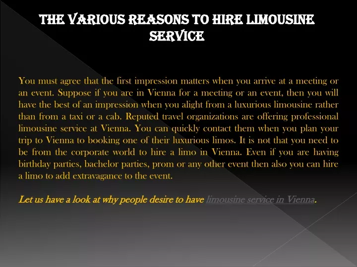 the various reasons to hire limousine service