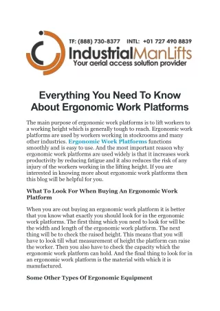 Everything You Need To Know About Ergonomic Work Platforms