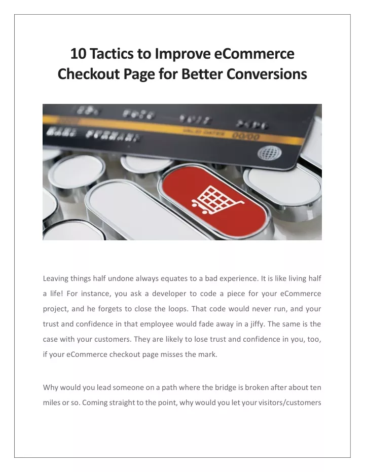 10 tactics to improve ecommerce checkout page