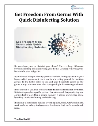 get freedom from germs with quick disinfecting
