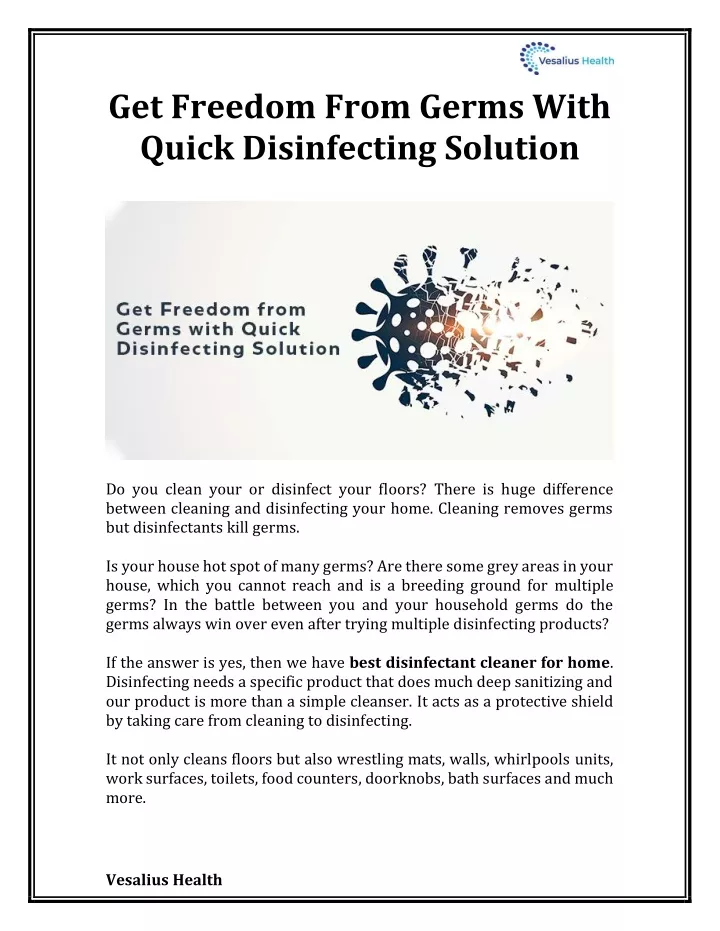 get freedom from germs with quick disinfecting