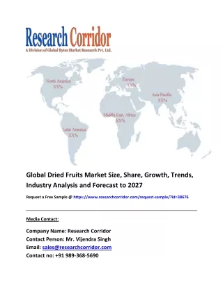Global Dried Fruits Market Size, Industry Trends, Share and Forecast to 2027