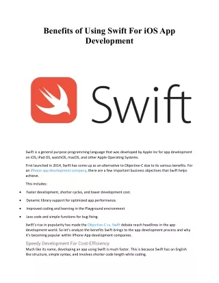 benefits of using swift for ios app development