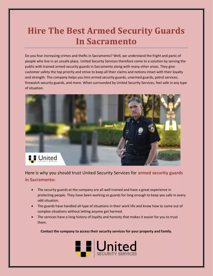 hire the best armed security guards in sacramento