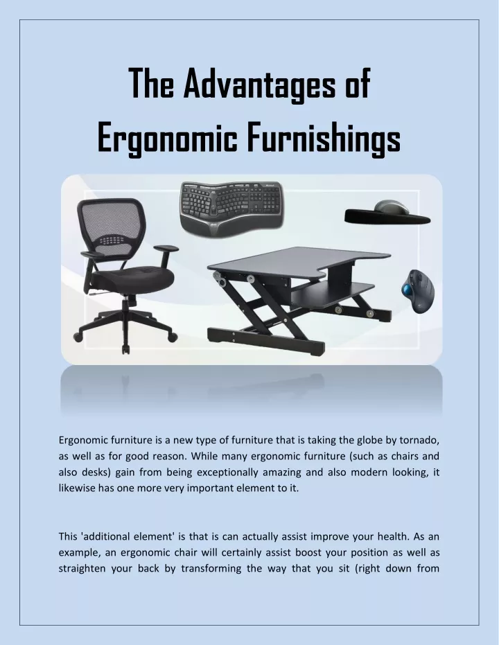 the advantages of ergonomic furnishings