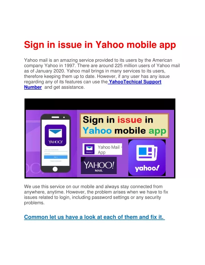 sign in issue in yahoo mobile app yahoo mail
