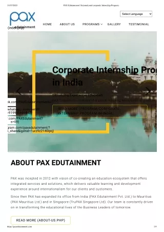PAX Edutainment | International corporate Internship Program