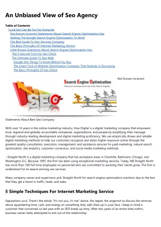 an unbiased view of seo agency