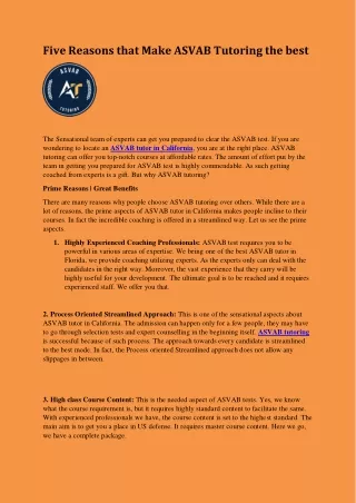 five reasons that make asvab tutoring the best