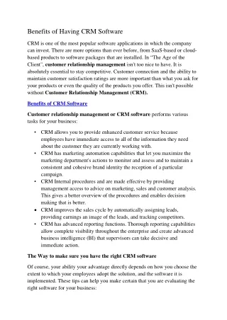 benefits of having crm software