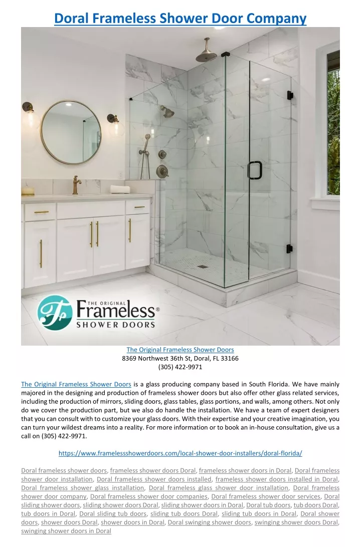 doral frameless shower door company