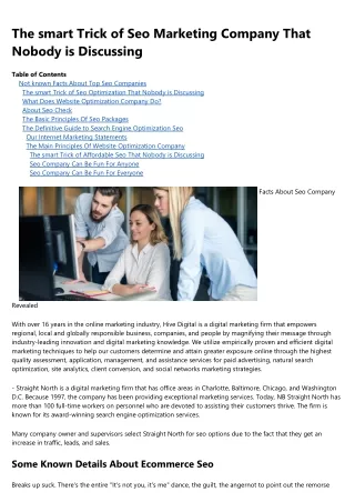 the smart trick of seo marketing company that