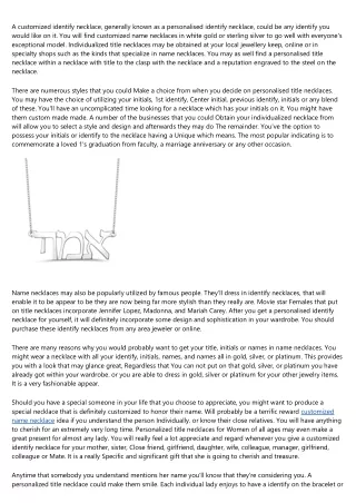 a customized identify necklace generally known