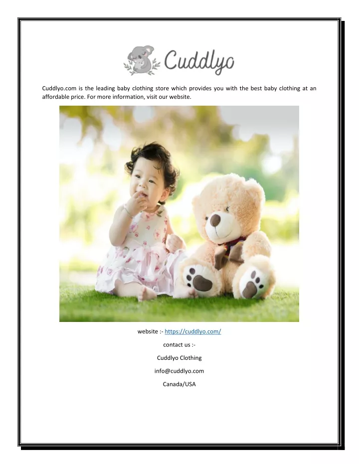 cuddlyo com is the leading baby clothing store