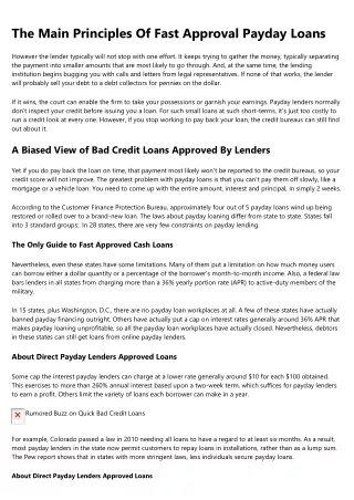 Not known Factual Statements About Bad Credit Payday Loans
