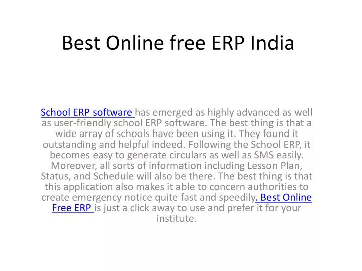 best online free erp india