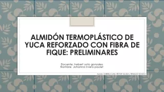 ALMIDÓN TERMOPLÁSTICO DE YUCA REFORZADO CON FIBRA DE FIQUE: PRELIMINARES
