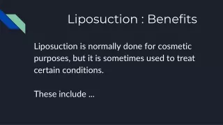 Liposuction : Benefits