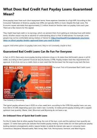 The Best Guide To Bad Credit Fast Payday Loans