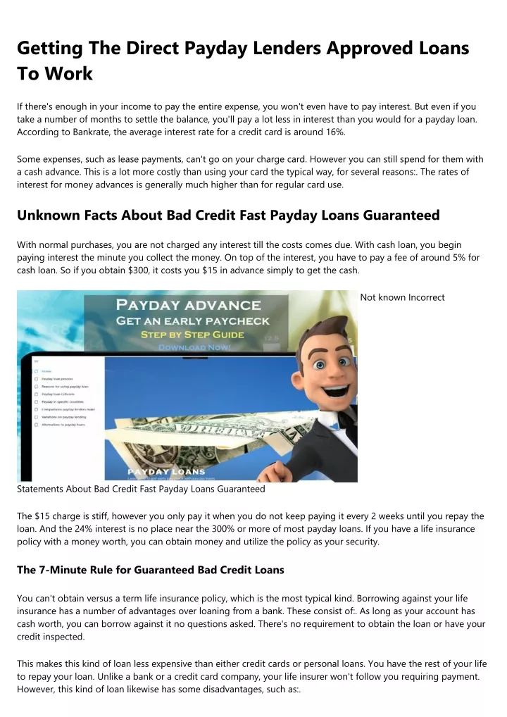 getting the direct payday lenders approved loans