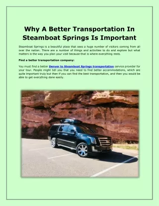 Why A Better Transportation In Steamboat Springs Is Important