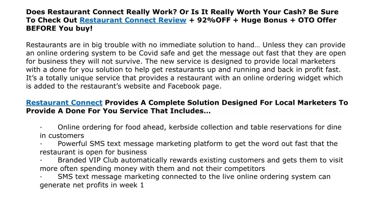 does restaurant connect really work