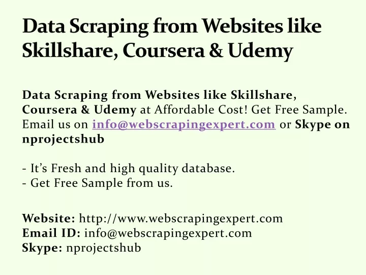 data scraping from websites like skillshare coursera udemy