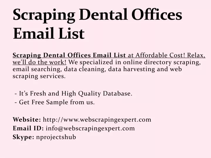 scraping dental offices email list