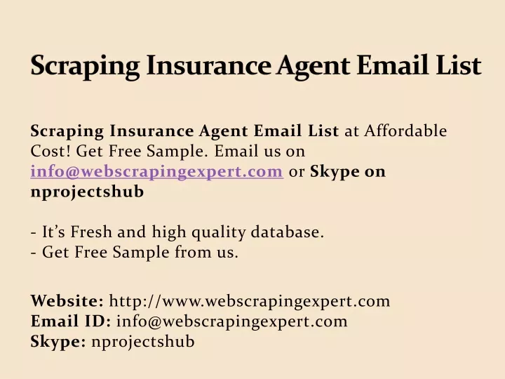 scraping insurance agent email list