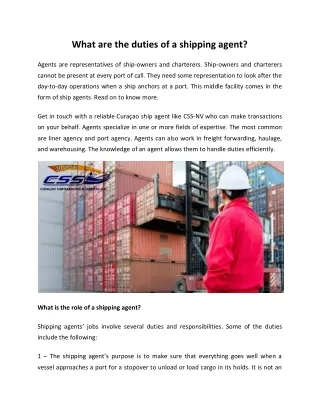 what are the duties of a shipping agent