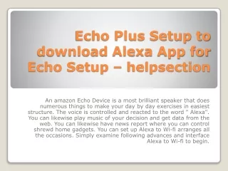 Echo Plus Setup to download Alexa App for Echo Setup – helpsection