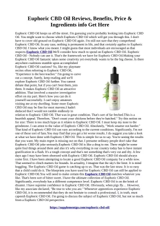 Euphoric CBD Oil :Non-habit forming