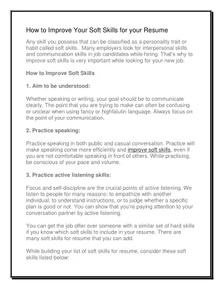 how to improve your soft skills for your resume