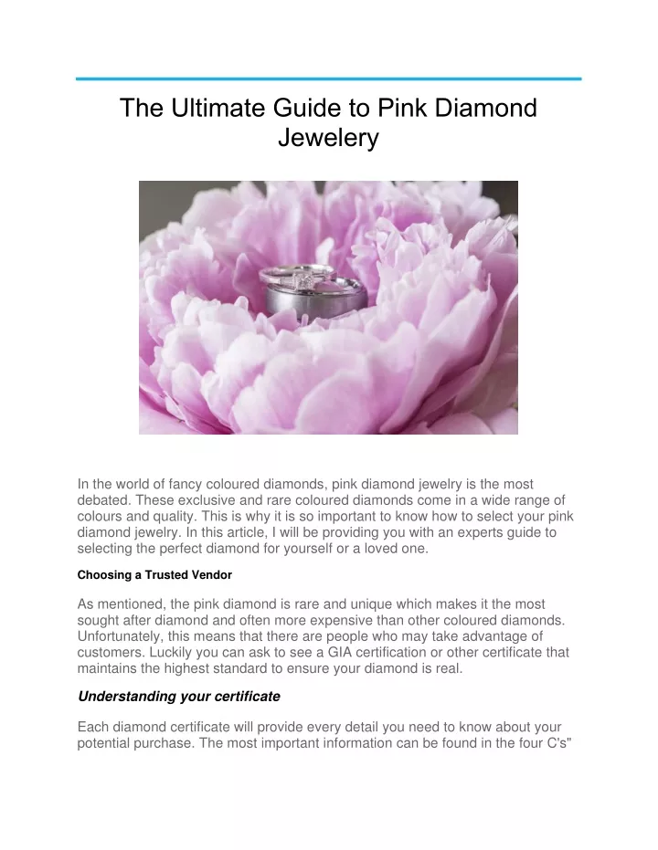 the ultimate guide to pink diamond jewelery
