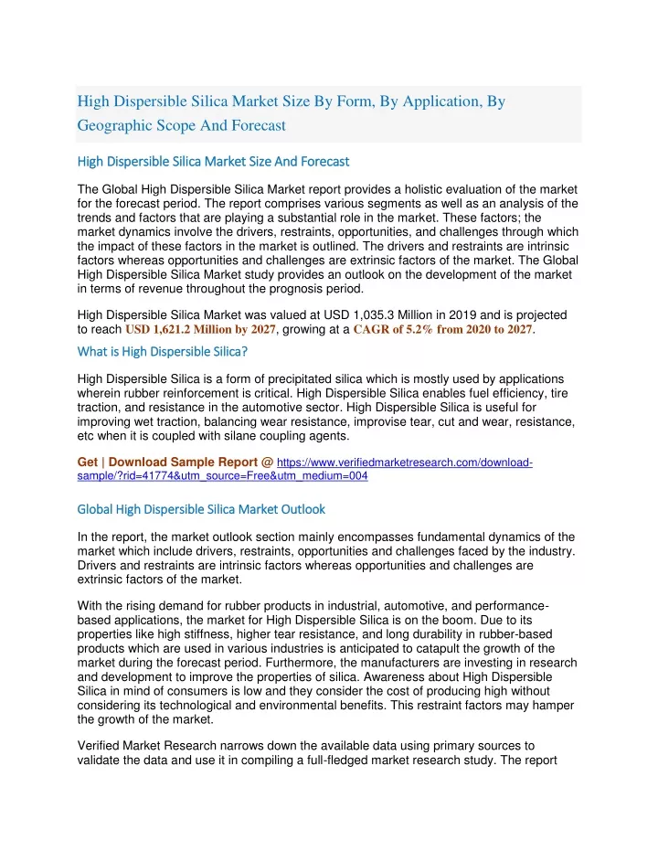 high dispersible silica market size by form