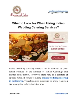 What to Look for When Hiring Indian Wedding Catering Services?