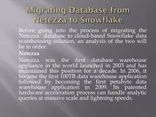 migrating database from netezza to snowflake