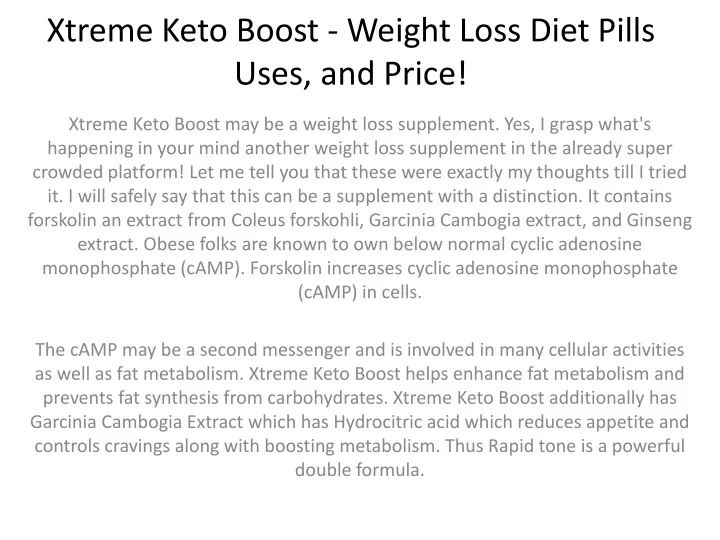 xtreme keto boost weight loss diet pills uses and price