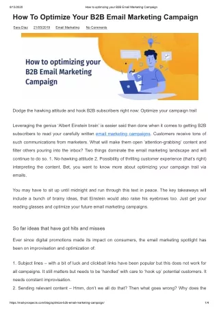 How to Optimize your B2B Email Marketing Campaign