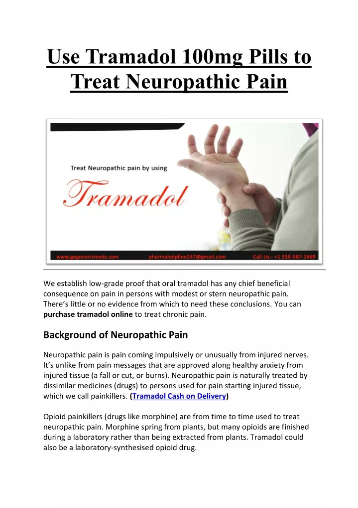 use tramadol 100mg pills to treat neuropathic pain